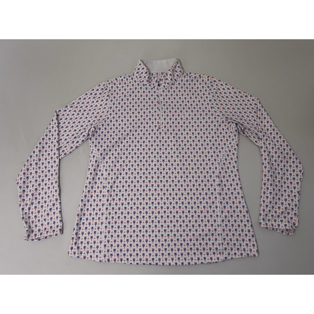 Rhoback Pullover Womens Sz L Performance Quarter Zip Pickleball Print